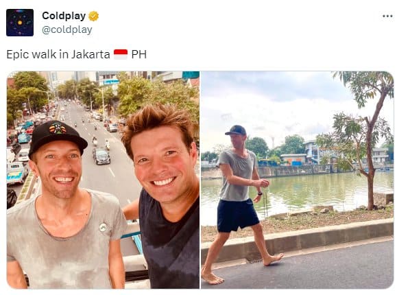 Coldplay Tiba di Jakarta, Ini Momen Chris Martin Santuy Jalan Kaki