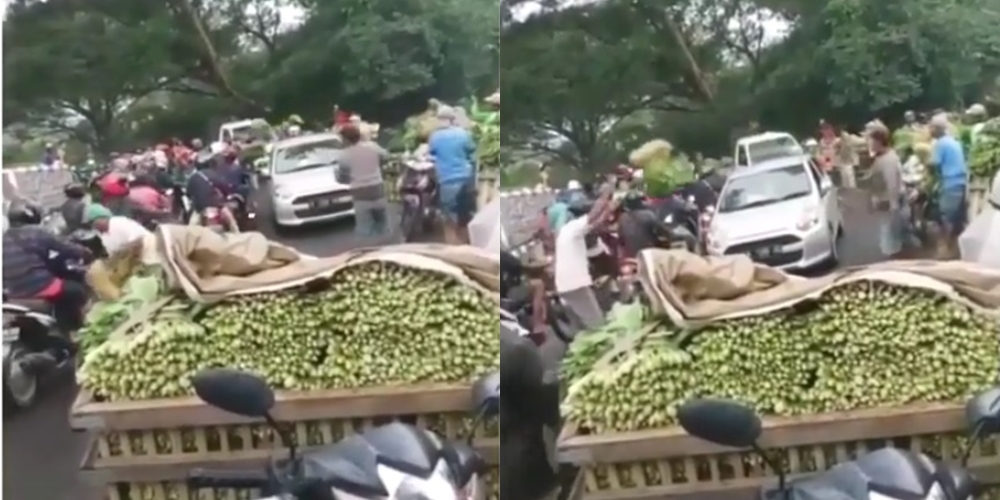 Viral Pedagang Sayur Bagikan Dagangannya ke Warga yang Melintas di Malang