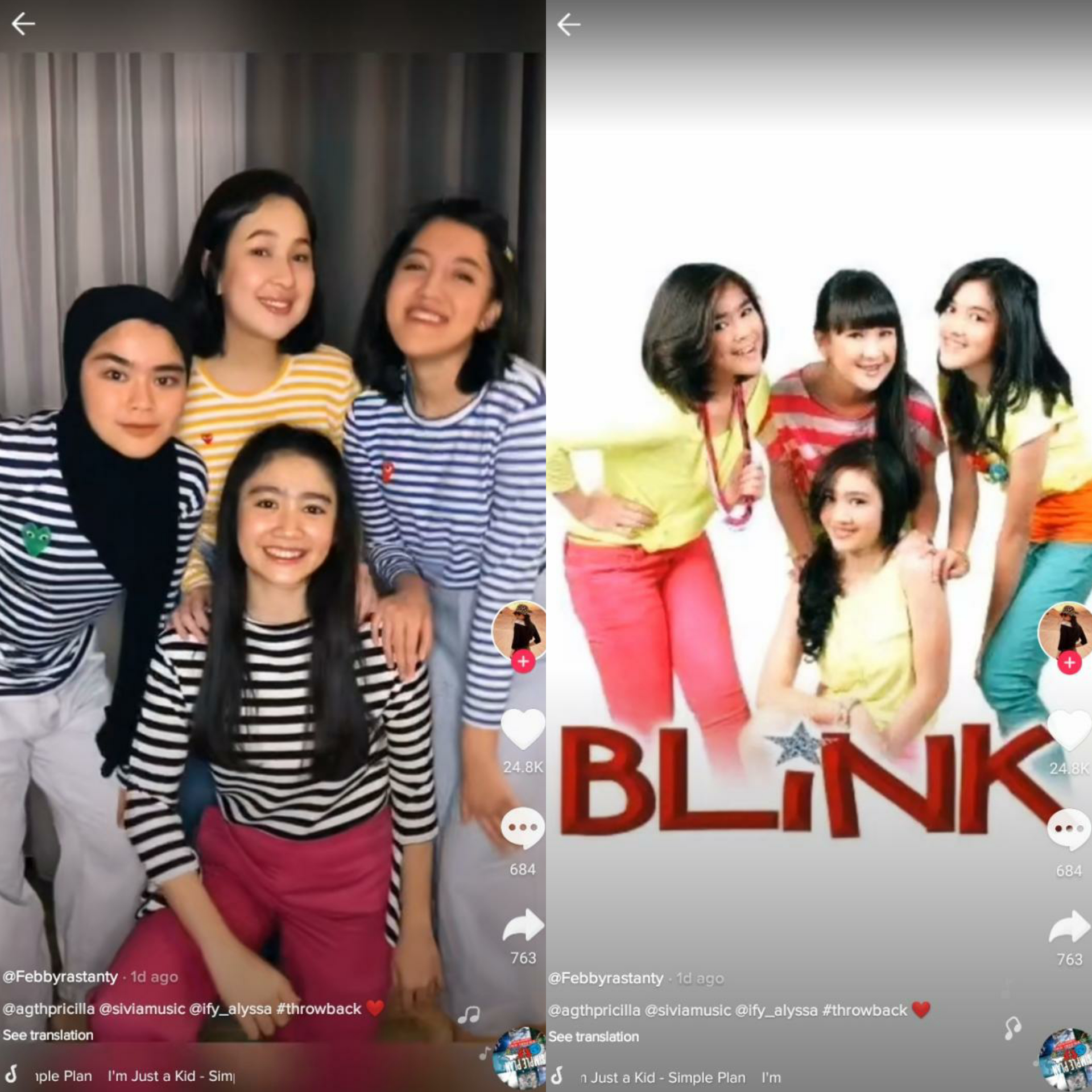 Girlband BLINK Reunian lewat TikTok Gaes, Dance dan Outfitnya Kompak Banget!