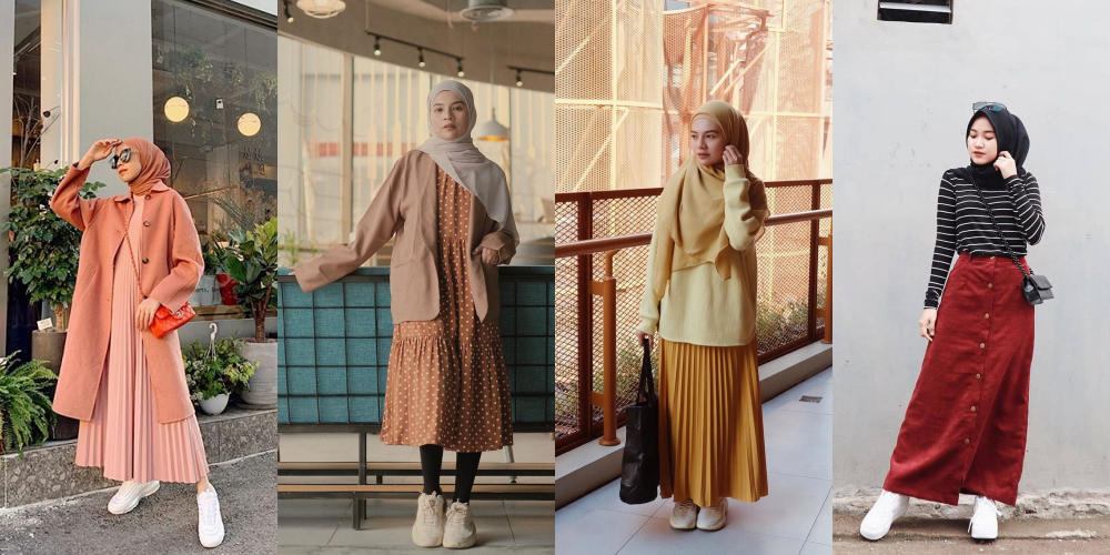 9 Mix Match Gaya Hijab Rok Longgar dengan Sneakers Ini Sedehana Tapi Elegan Banget, Wajib Dicoba Nih!