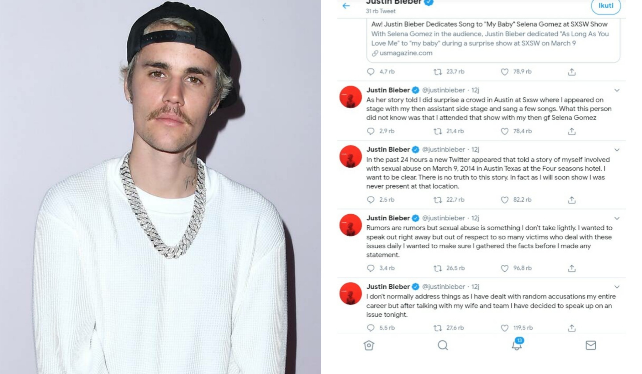Justien Bieber Dituduh Lakukan Pelecehan Seksual pada 2014, Pembelaan Ini Jadi Bukti Kalau Rumor itu Gak Bener Gaes
