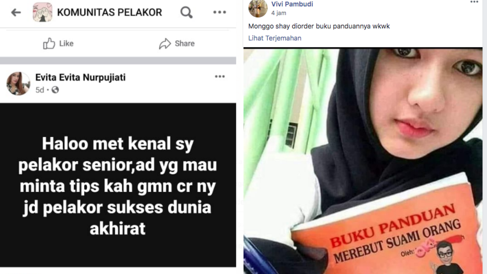 Viral Grup Komunitas Pelakor di Facebook, Isinya Kekonyolan Netizen yang Bikin Tepuk Jidat