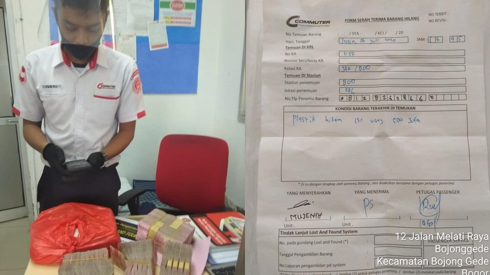 Kisah Dibalik Temuan Uang Rp 500 Juta di KRL Bogor oleh Petugas Kebersihan, Viral Uang Dikembalikan Lho