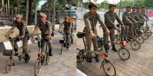 Viral Foto Satpol PP dengan Sepeda Brompton di Makassar, Harganya sampai Rp 90 Juta Gaes