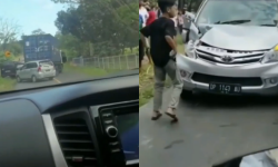 Viral Diduga Rem Blong, Truk Kontainer Ini Hantam 3 Unit Mobil di Belakangnya
