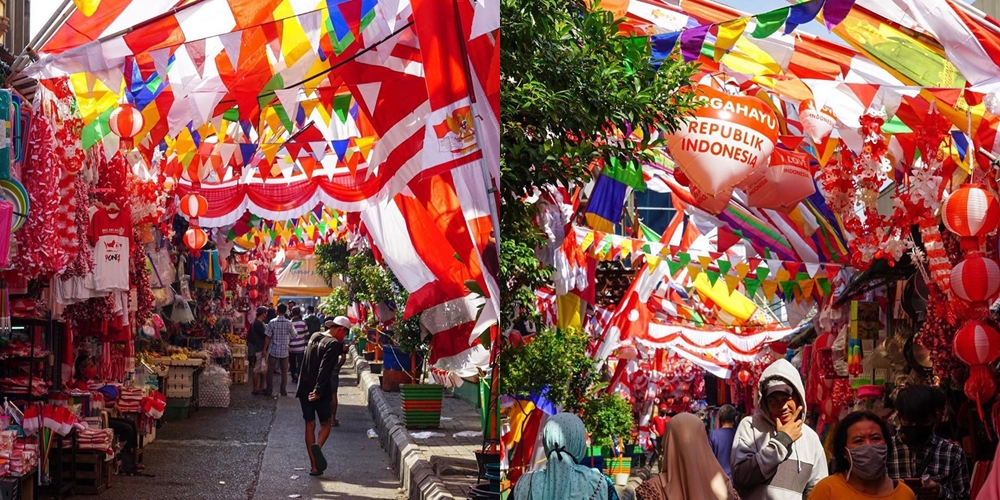 5 Potret Indah Pasar Jatinegara yang Nampak Seperti Karnaval 17-an Menjelang HUT RI ke 75
