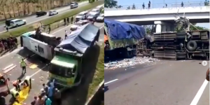 Video Detik detik Kecelakaan Beruntun Tol Cipali KM 150, Bus Terguling Empat Orang Tewas