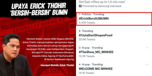 Bersih-bersih BUMN, Tagar #ErickBersih2BUMN Trending Twitter Gaes!