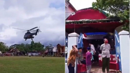 Bikin Ngakak, Mantan Balas Dendam Datang ke Pernikahan Naik Helikopter?