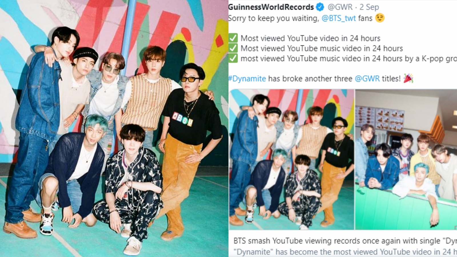 BTS Pecahkan 3 Rekor Guinness World Records Lewat Lagu 'Dynamite'