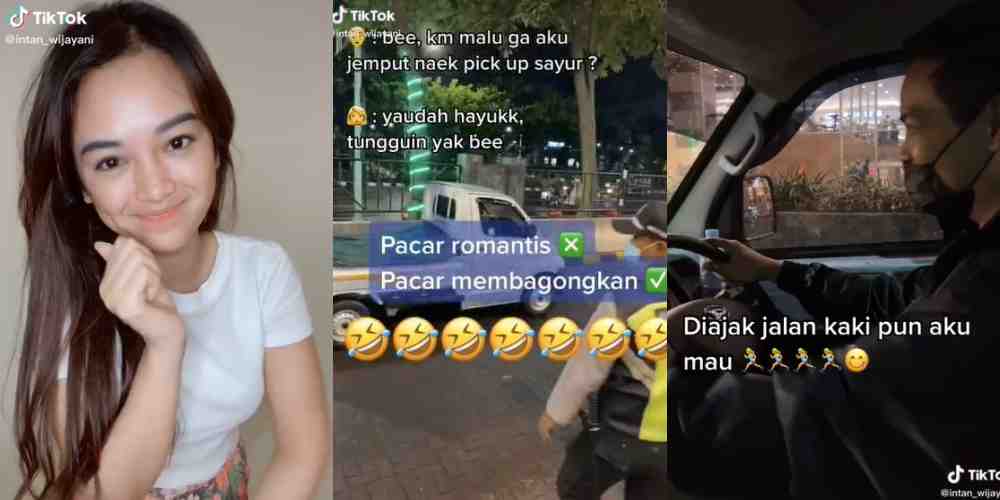 Viral TikTok Gadis Dijemput Pacar Pakai Mobil Sayur, Netizen: Sisain Satu yang Gini~