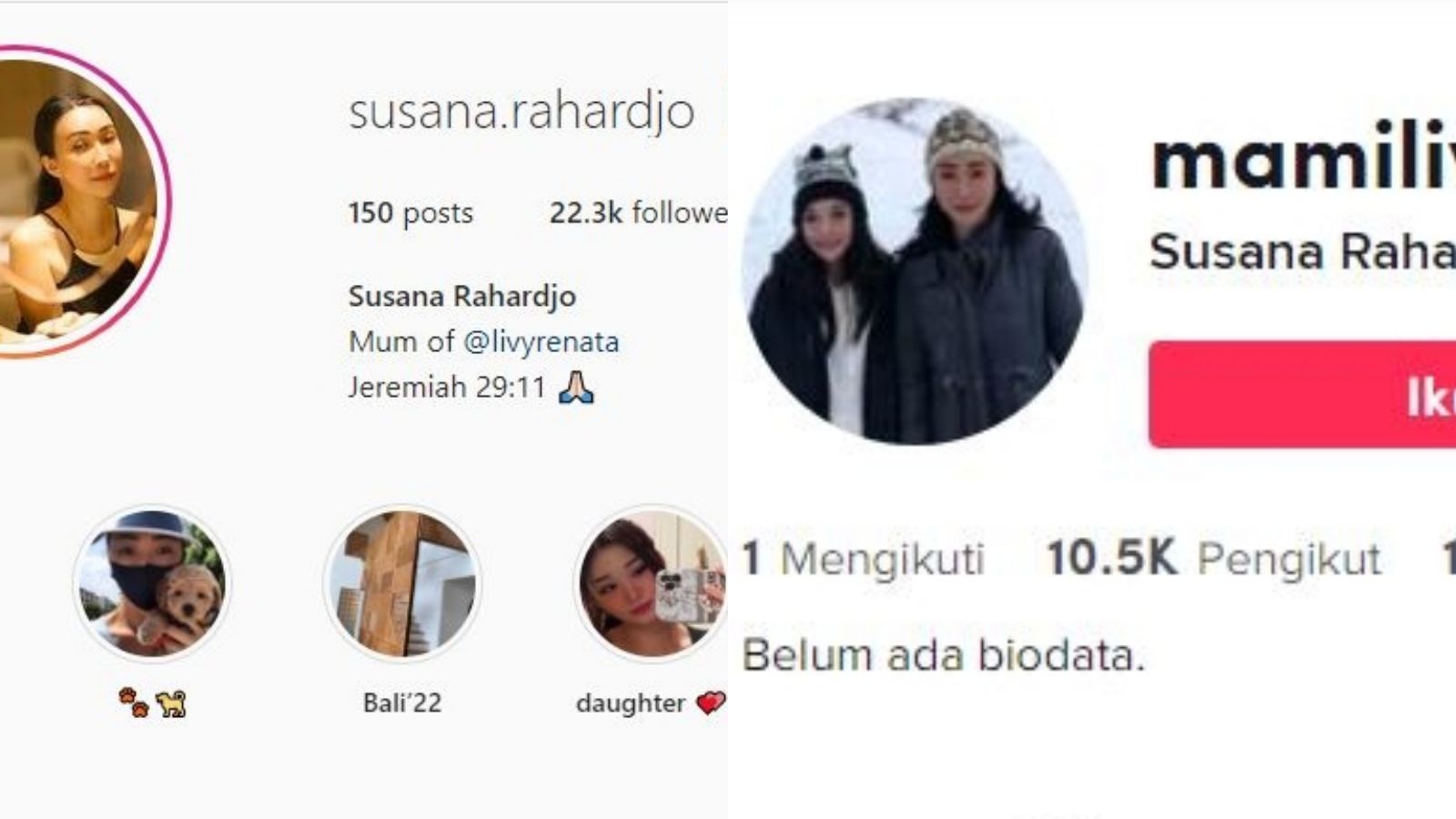 Daftar Akun Sosmed Instagram dan TikTok Susana Rahardjo, Ibu Livy Renata yang Eksis Abis