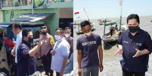 Didampingi Kapolres Pelabuhan Tanjung Perak, Erick Thohir Blusukan di Kampung Nelayan Nambangan