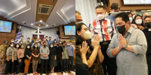 Tunjukkan Toleransi, Erick Thohir Sambung Rasa Bareng Banser NU dan Jemaat GKI Diponegoro Surabaya Gaes