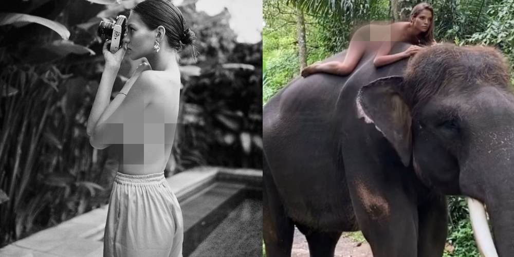 Ini Foto Pose Telanjang Alesya Kafelnikova dengan Gajah yang Viral di Bali, Selebgram Rusia yang Hot Abis!
