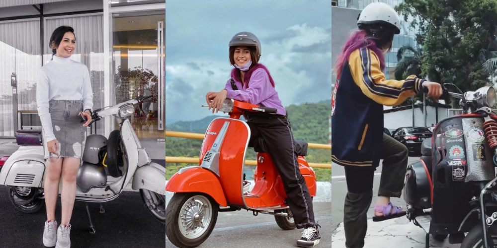 10 OOTD Sintya Marisca saat Riding Vespa, Bersih dan Funky Abis, Bisa Jadi Inspirasi Gaes