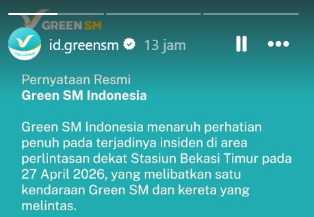Green SM Buka Suara soal Insiden Tabrakan Kereta di Bekasi Timur