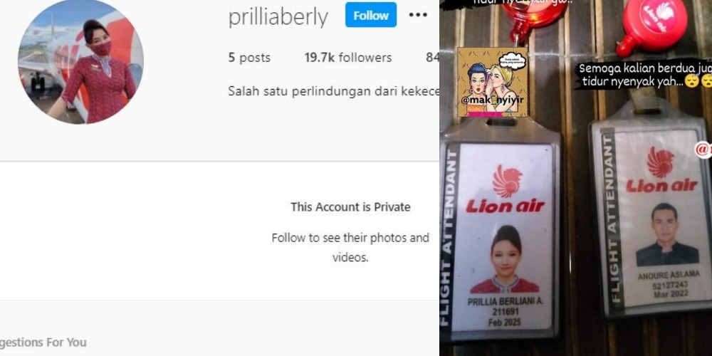 Ini Akun Instagram Prillia Berliani, Pramugari Lion Air yang Diduga Jadi Pelakor Gaes