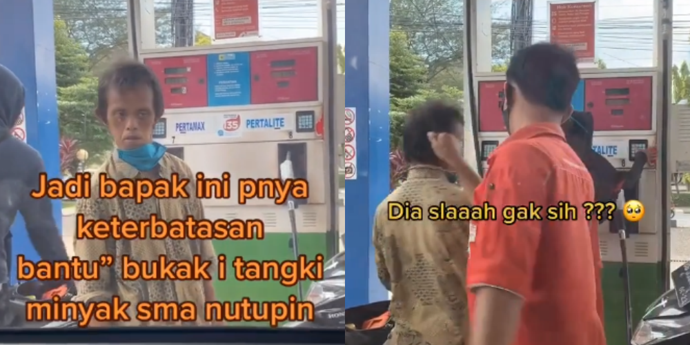 Niat Mau Bantu, Pria Berkebutuhan Khusus Ini Malah Dijewer Petugas SPBU, Auto Viral di TikTok