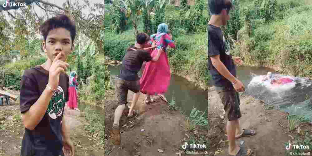 Demi Konten TikTok, Pria Ini Nekat Dorong Kakak Sendiri ke Sungai, Netizen Auto Emosi Gaes
