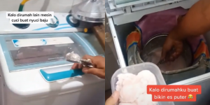 Kreatif Abis, Bapak Ini Bikin Es Puter Pakai Mesin Cuci di Rumahnya
