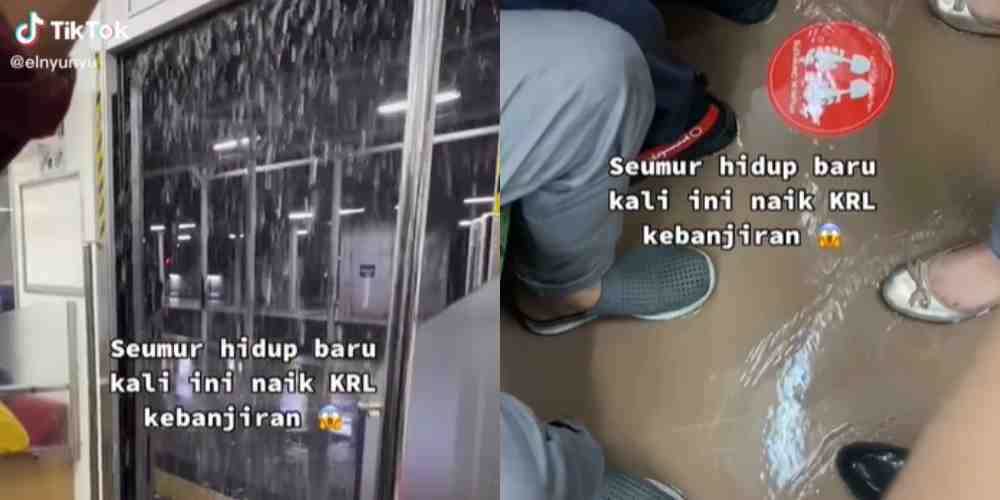 Viral TikTok Cewek Kebanjiran di KRL, Netizen: Ngeri Kesetrum