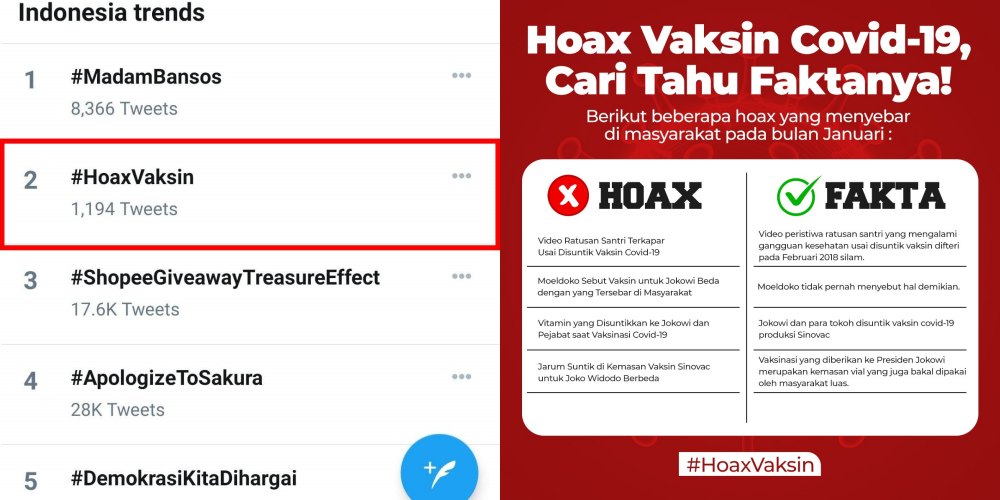 Isu Chip Dalam Vaksin cuma Hoaks, Tagar #HoaxVaksin yang Trending Twitter Punya Buktinya Gaes