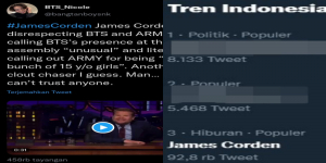Video Viral James Corden yang Dinilai Merendahkan BTS dan ARMY, Trending di Twitter Gaes!