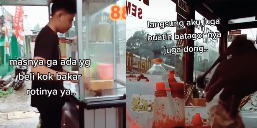 Viral Pedagang Roti Bakar dan Batagor Saling Coba Dagangan, Netizen: Enaknya Gitu