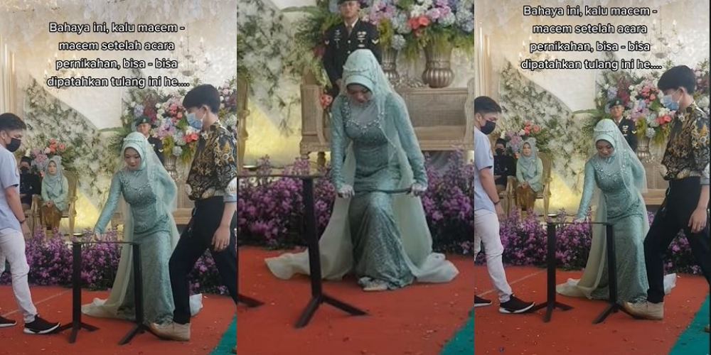 Viral Pengantin Wanita Atraksi Patahkan Besi di Acara Pernikahan, Netizen: Awas Suami Macam-macam