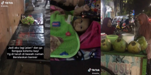 Viral Video TikTok Bayi Tidur Anteng di Trotoar Beralas Banner, Kisahnya Bikin Haru Gaes